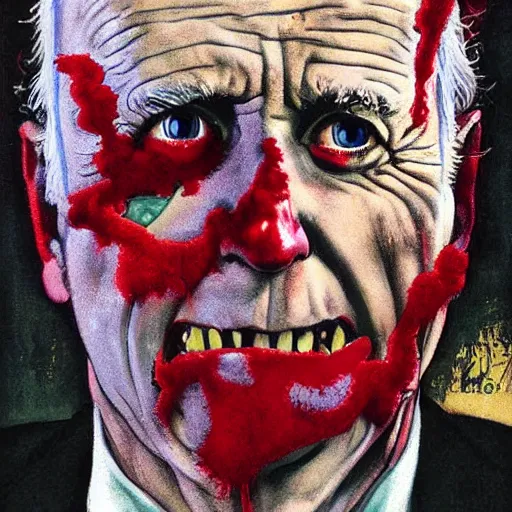 Prompt: zombie joe biden by norman rockwell