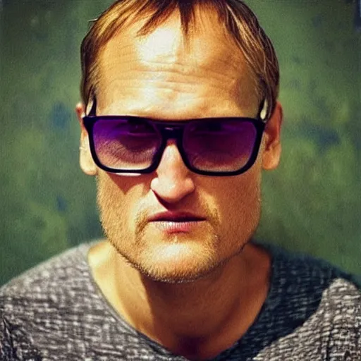 Prompt: “ an extremely psychedelic picture of Woody Harrelson”