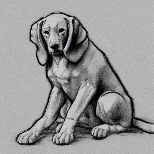 Image similar to sitting dog, artist sketch, michelangelo, beautiful composition, masterpiece