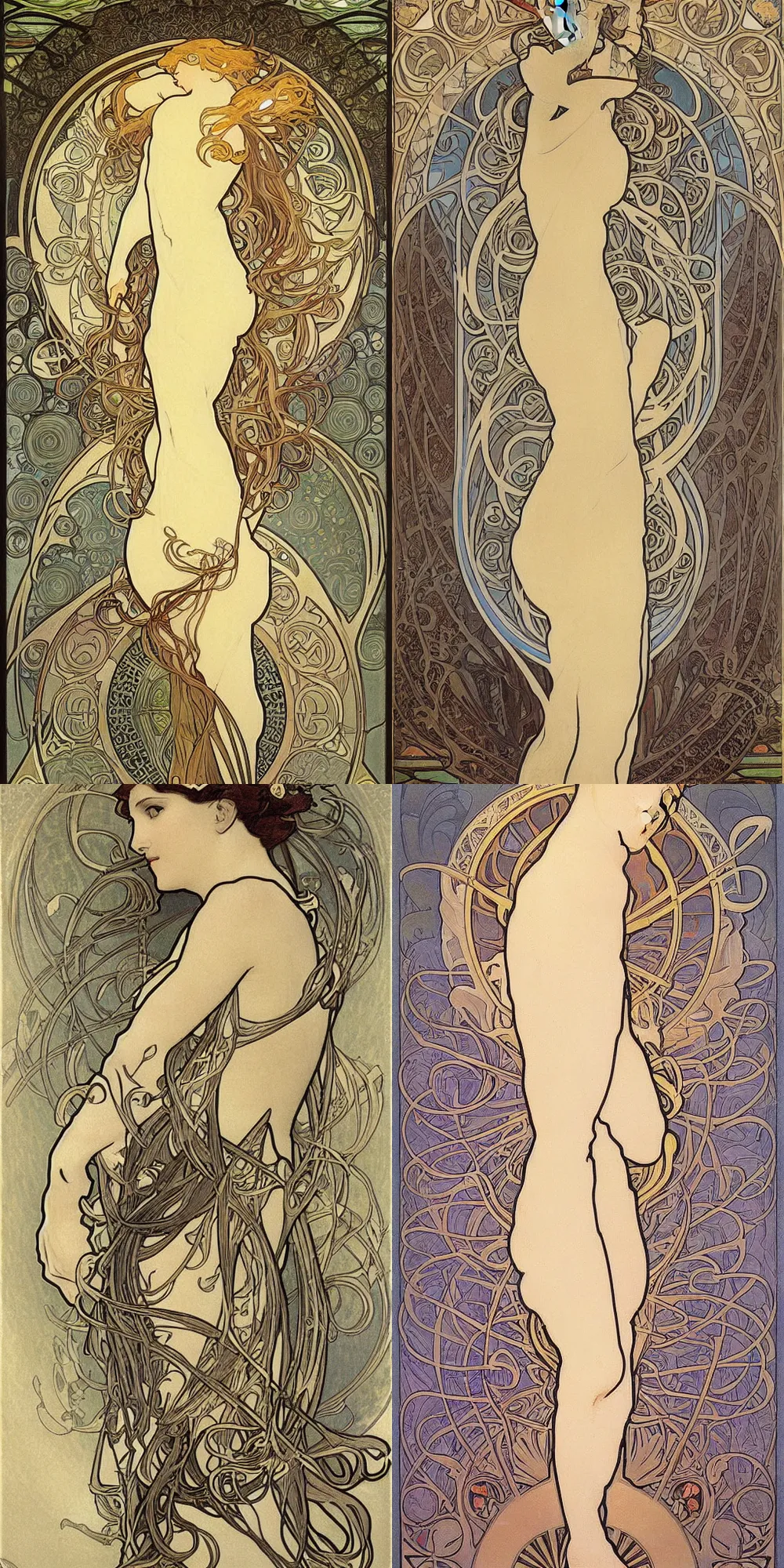 Prompt: soft light, art nouveau by alphonse mucha, clean lines