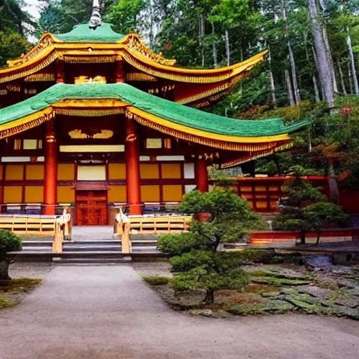 Prompt: a beautiful Zen Buddhist Meditation Forest Temple