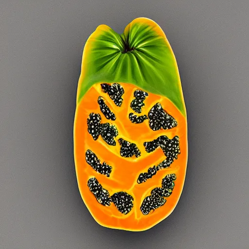 Image similar to cell phone papaya, UHD, hyperrealistic render