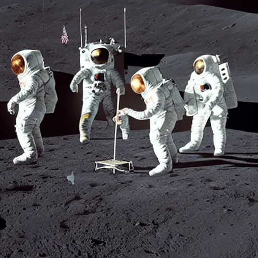 Image similar to astronauts performing a seance on the moon, ultra detailed