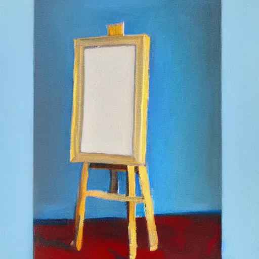 Image similar to oil painting of a of paper standing vertically against a blue background, impressionist artwork