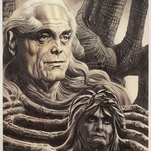 Image similar to dream weaver, Alan Lee, jack Kirby, DaVinci