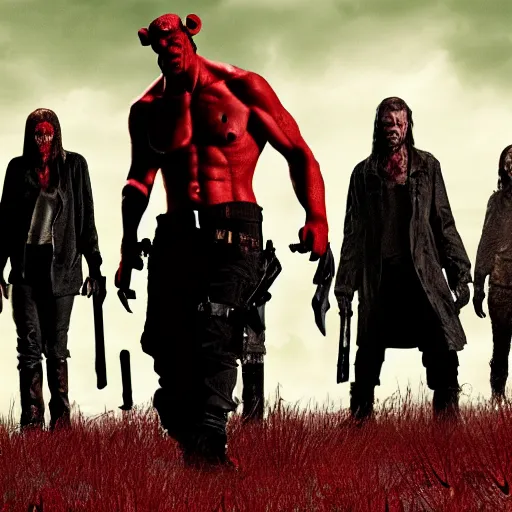 Image similar to Hellboy in The Walking Dead 4K quality