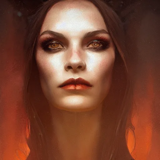 Prompt: Menacing regal female vampire portrait, atmospheric lighting, painted, intricate, volumetric lighting, beautiful, rich deep colors masterpiece, golden hour, sharp focus, ultra detailed, by Leesha Hannigan, Ross Tran, Thierry Doizon, Kai Carpenter,Ignacio Fernández Ríos