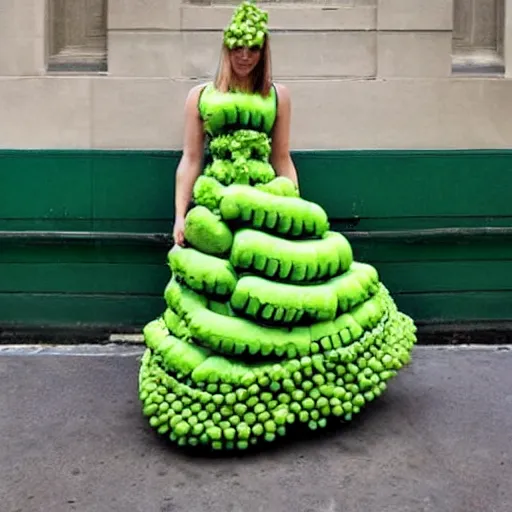 Prompt: a dress made of peas