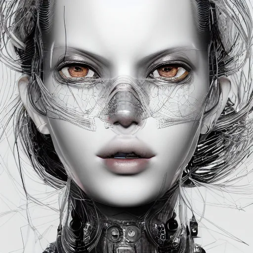 Image similar to closeup portrait of an absurdly beautiful, graceful, sophisticated, fashionable cyberpunk gravure idol, an ultrafine hyperdetailed illustration by kim jung gi, irakli nadar, matt wisniewski, fashion photography, intricate linework, porcelain skin, unreal engine 5 highly rendered, global illumination, radiant light, detailed and intricate environment