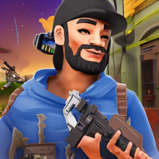 Image similar to oussam ben laden as a fortnite skin