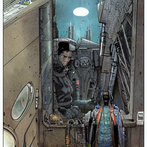 Prompt: Digital portrait of a Ghost in the machine by Enki bilal and Moebius and francois Schuiten, cyberpunk, impressive perspective, masterpiece