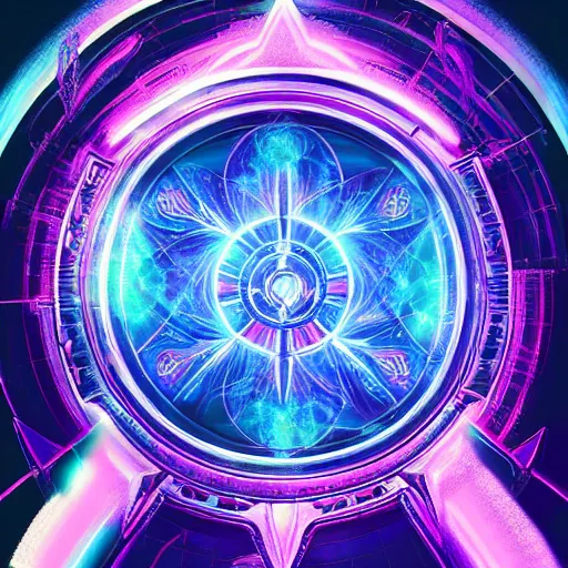 Prompt: electric paisley 🌌 sky, [ cyberpunk color palate ] time god spirit approaching a stargate, radiant light rays, symmetrical details, sharp focus, photorealistic painting, award winning painting, volumetric lighting, artstation