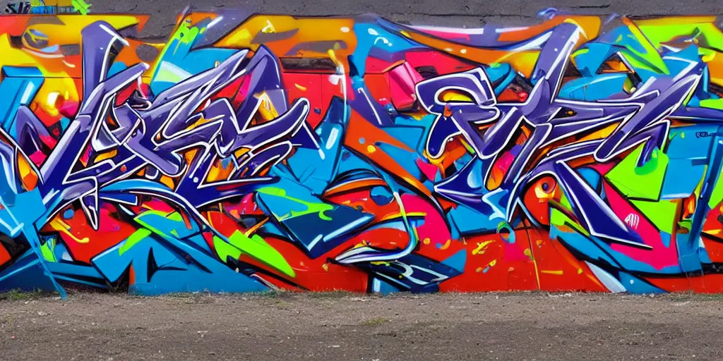 Image similar to 3 d wildstyle graffiti, gradients, extreme wide angle, arrows, drips, in the style of daim, totem, fleks, odeith