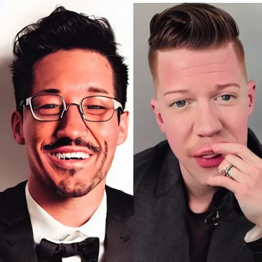 Image similar to a fusion of Markiplier and Macklemore