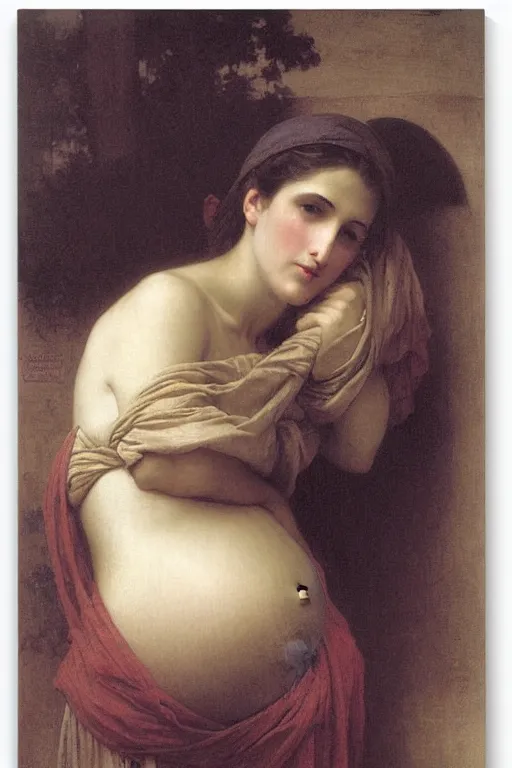 Image similar to pregnant woman under street light by Edwin Long, Bouguereau, Rutkowski