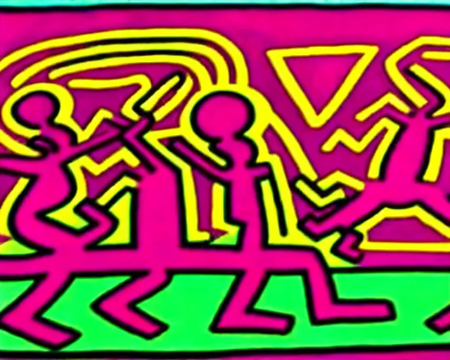 Image similar to artwork by keith haring