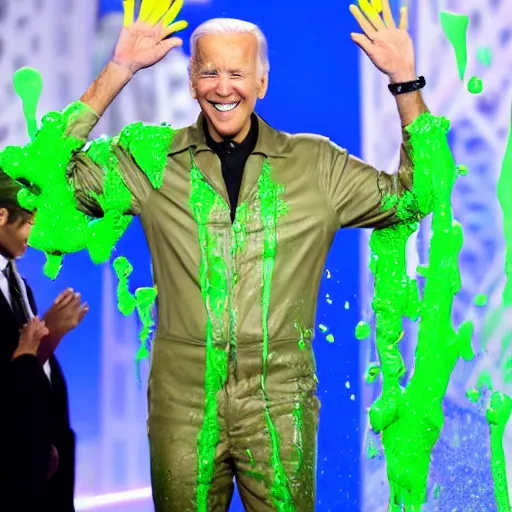 Image similar to joe biden slimed at the kids choice awards