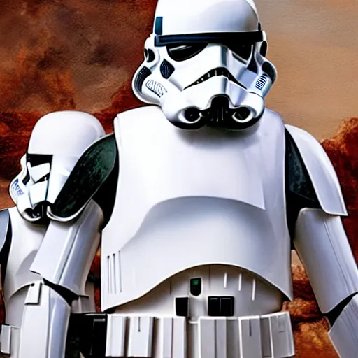 Image similar to a caravaggio artwork film still of star wars storm troopers, artwork by caravaggio