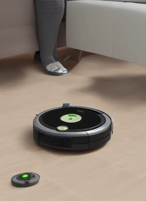 Prompt: A robot roomba with four mechanical limbs, 3D Product, professional render, studio quality, octane render