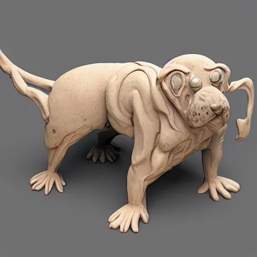 Prompt: clay sculpture of the ugliest dog ever trending on art station