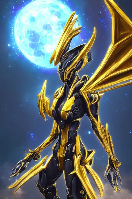 Image similar to galactic hyperdetailed elegant beautiful stunning giantess saryn prime anthropomorphic mecha female dragon goddess, sharp spines, sharp metal ears, sleek yellow eyes, smooth gold skin, smooth gold armor, bigger than galaxy, epic proportions, epic scale, epic size, warframe destiny fanart, furry, dragon art, goddess, giantess, furaffinity, octane render