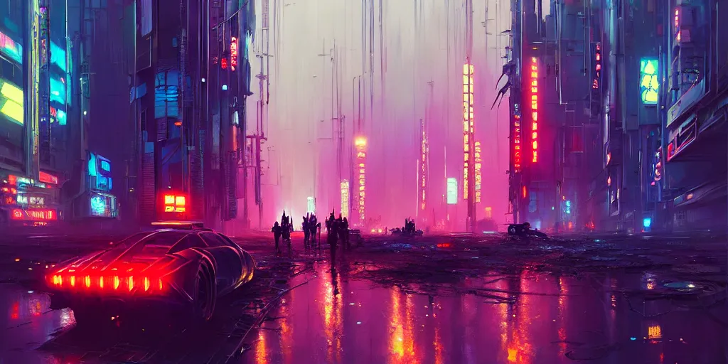 Image similar to concept art of a cyberpunk obon festival, grimy, gritty, blade runner 2 0 4 9, trending on artstation, award winning painting, cgi, art by john berkey and anton fadeev and john howe and simon stalenhag and greg rutkowski