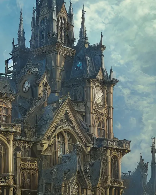 Prompt: haunted gothic castle highly detailed art nouveau rococo architecture detailed matte painting, atmosphere, dramatic lighting, epic composition, close up, low angle, wide angle, by miyazaki, nausicaa ghibli, breath of the wild