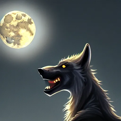 Prompt: werewolf howling at the full moon, photorealistic, artstation