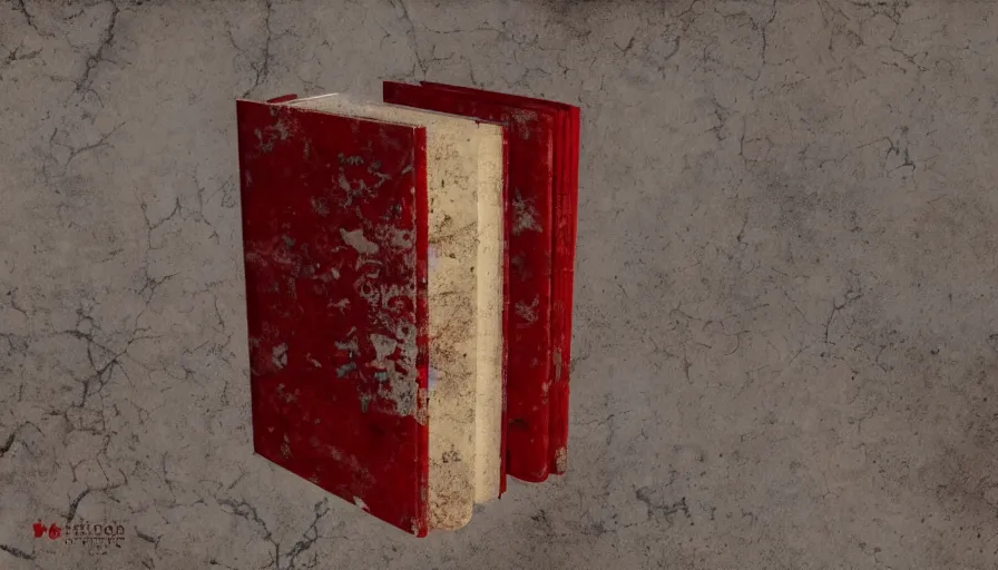 Prompt: old red dusty closed book covered by cobwebs on a dusty marble floor, hyperdetailed, artstation, cgsociety, 8 k