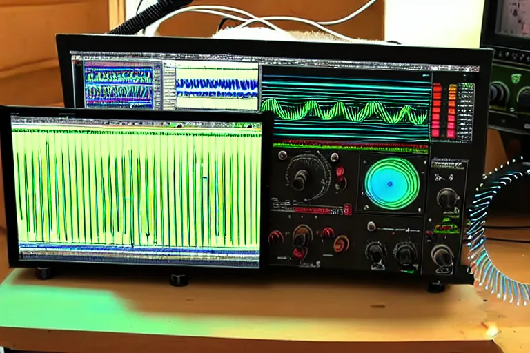 Image similar to an oscilloscope shaking a sound wave, wiggling a weasel, a stoat sinusoid spectacle : the wiggle and the wave - the wiggle is the wave!