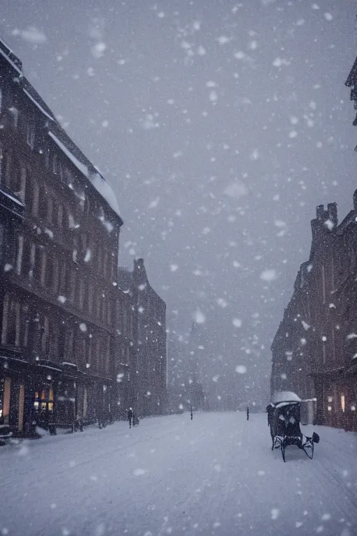 Prompt: Calm A City Snowing, Victorian Era, 4k, 8k, HD