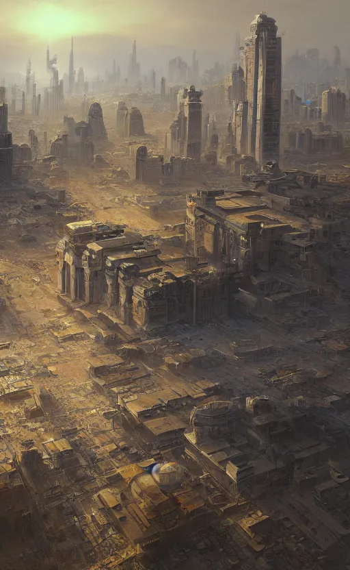 Prompt: Prosperous high tech city in ancient Egypt, masterpiece digital painting by Greg Rutkowski, Alex Grey, artstation, 4k wallpaper