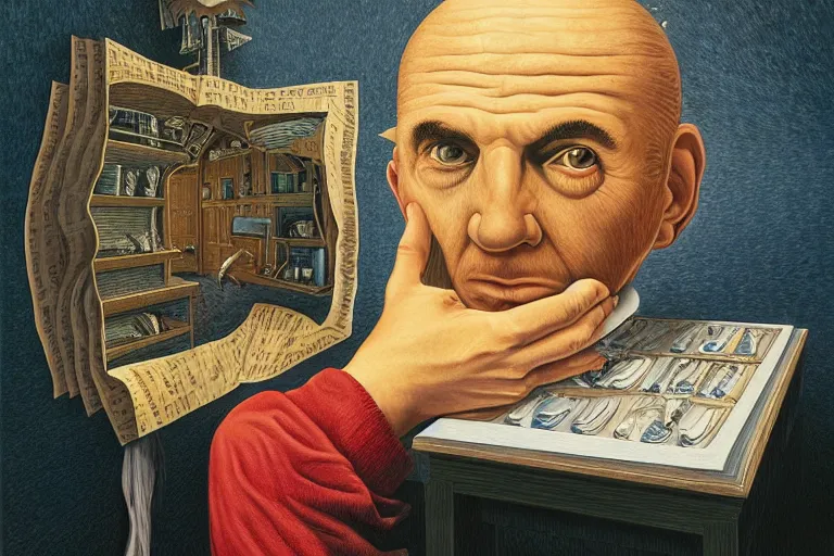 Prompt: Being John Malcovich is inside the head of John Malcovich, by Rob Gonsalves