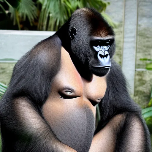 Image similar to harambe is president and sitting in the oval office