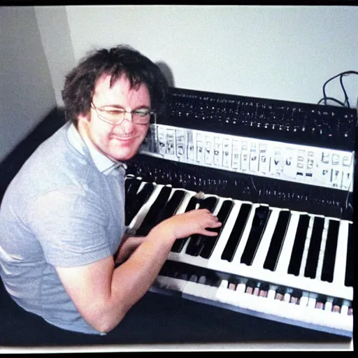 Image similar to Richard D James on the synth in from 1988