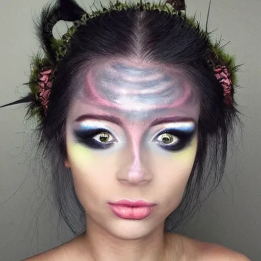 Image similar to extremely beautiful female grung with makeup, d & d