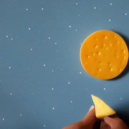 Prompt: the moon made out of cheddar cheese