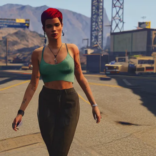 Image similar to Halsey in GTA V, 4k