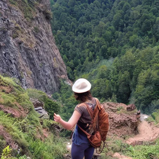 Prompt: Nausicaä exploring a valley