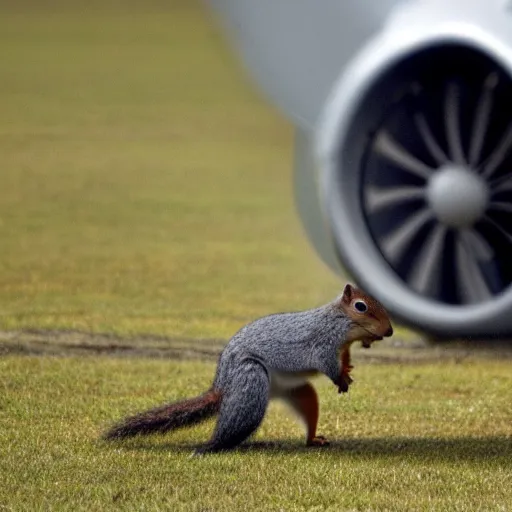 Prompt: Photo of a squirrel landing a boeing 747, super zoom, award-winning, 8k