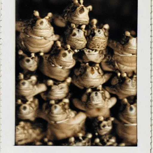 Image similar to stacked toads, polaroid photo,