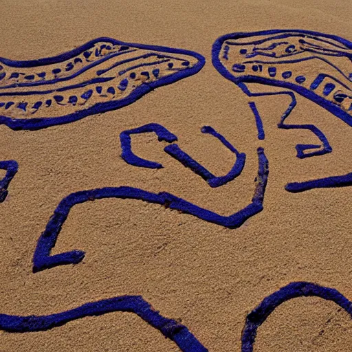 Image similar to nazca design, colored sand