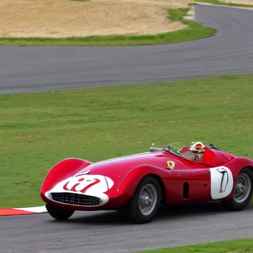 Prompt: a 1 9 4 8 ferrari 1 6 6 mm barchetta driving on a race track