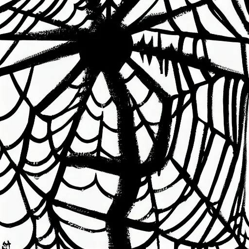 Image similar to one-line art grafic the sheep included a spider web, grey scale