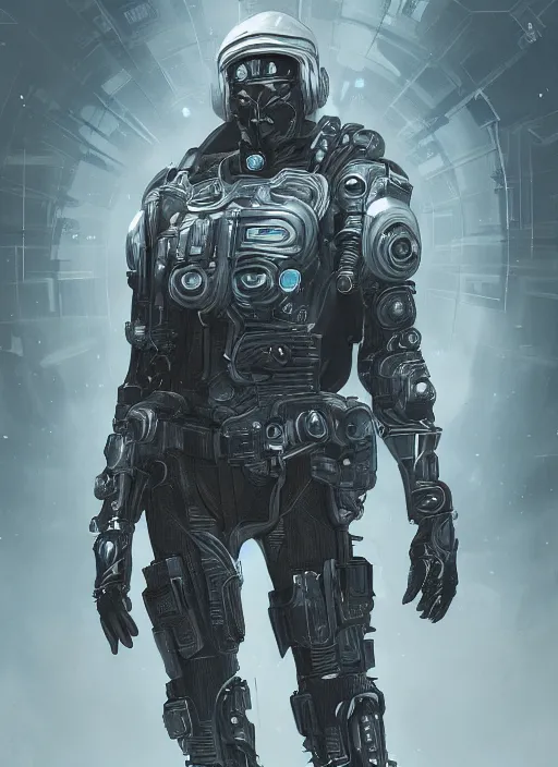 Prompt: detailed intricate concept of a futuristic officer, 4 k, hd, cyberpunk dark fantasy art, official fanart behance hd artstation