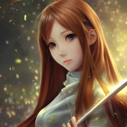 Image similar to picture from the ground : a very beautiful young yuuki asuna, highly detailed, cinematic wallpaper by stanley artgerm lau