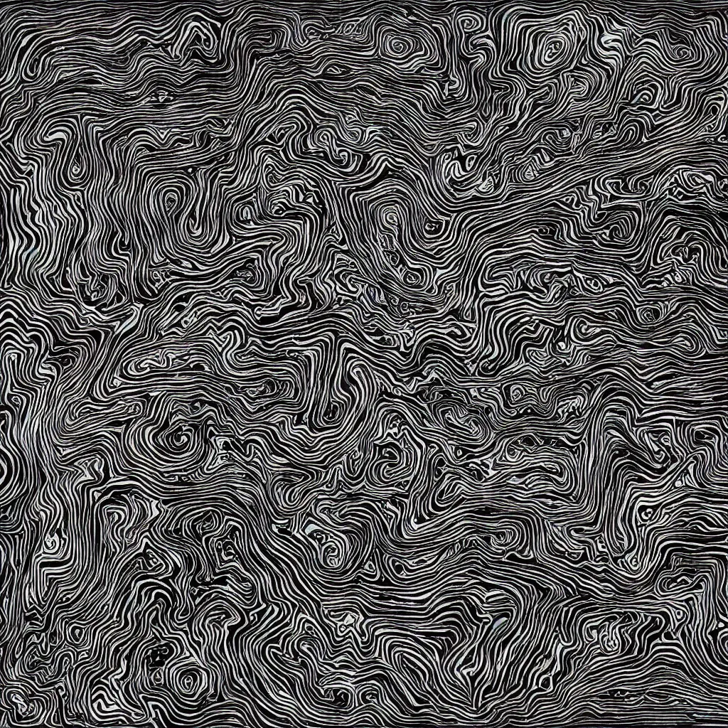 Image similar to topo camo, swirls, technical, acrylic, teeth, death metal, eerie, tribal, clay, dotting, lines, stipple, points, cybernetic, style of old painting, francis bacon art, sleep paralysis, hypnosis, eerie, terror, oil, neon, black and white, color splotches, colorful dots, ominous, abstract