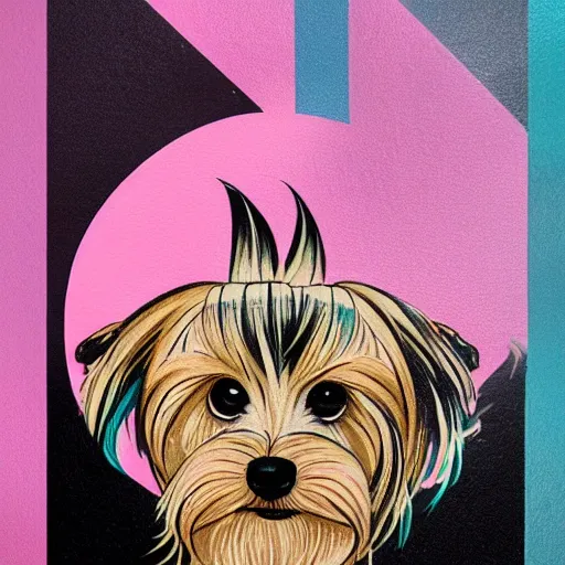 Image similar to Yorkshire Terrier under a rainbow picture by Sachin Teng, asymmetrical, dark vibes, Realistic Painting , Organic painting, Matte Painting, geometric shapes, hard edges, graffiti, street art:2 by Sachin Teng:4