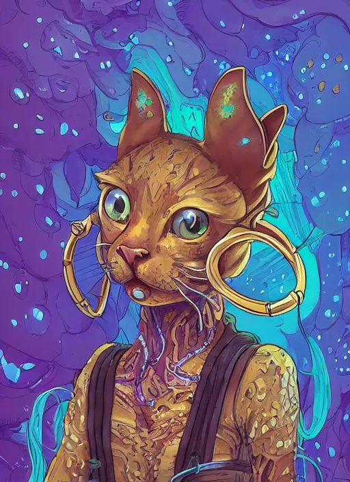 Prompt: cat seahorse fursona wearing headphones, autistic bisexual graphic designer and musician, attractive androgynous humanoid, coherent detailed character design, weirdcore voidpunk digital art by artgerm, akihiko yoshida, louis wain, wlop, noah bradley, furaffinity, cgsociety, trending on artstation, trending on deviantart