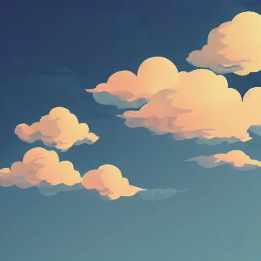 Image similar to simple anime clouds, midday, digital art, trending on artstation, gradient colors, slight fisheye perspective